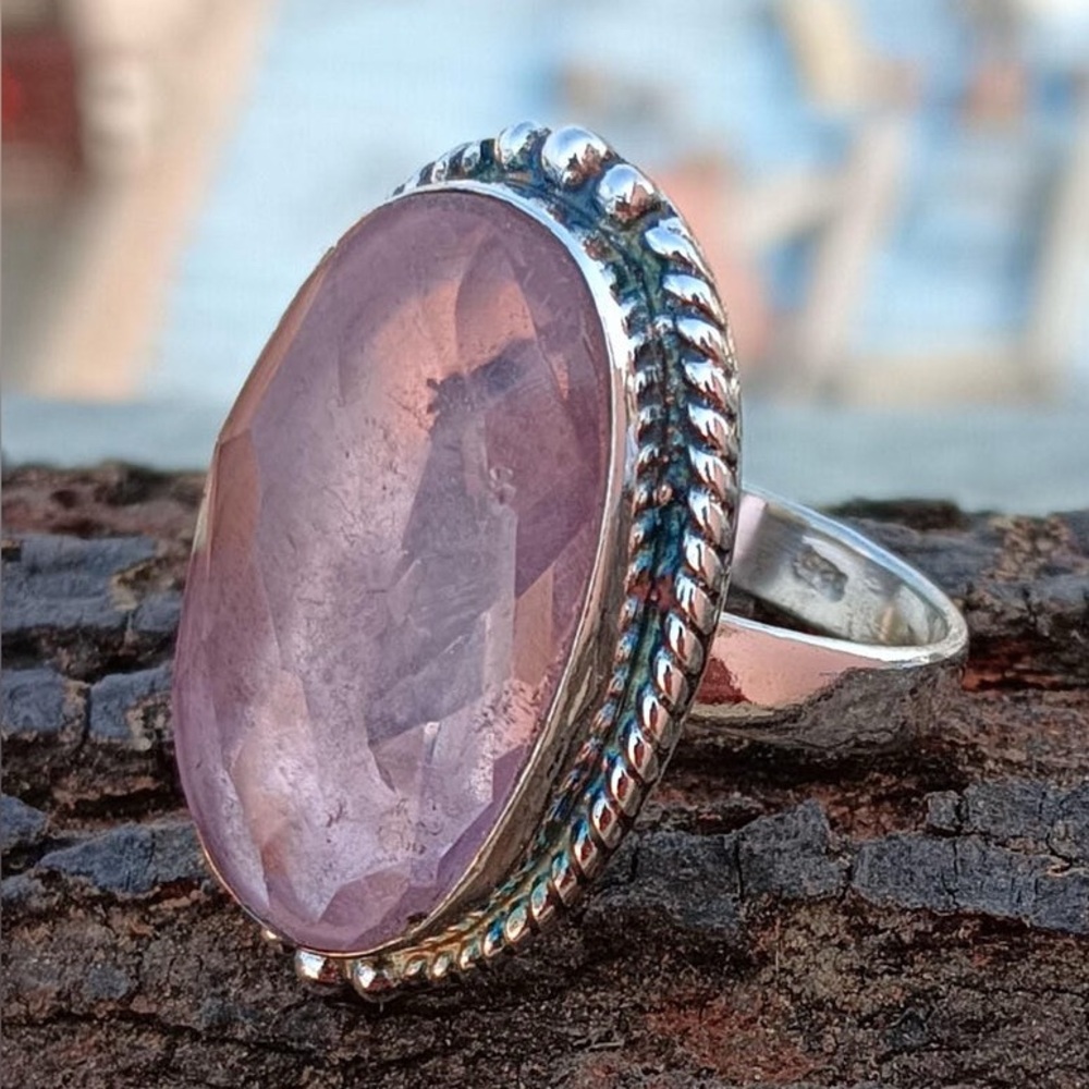 New Rose Quartz Ring size 7.25